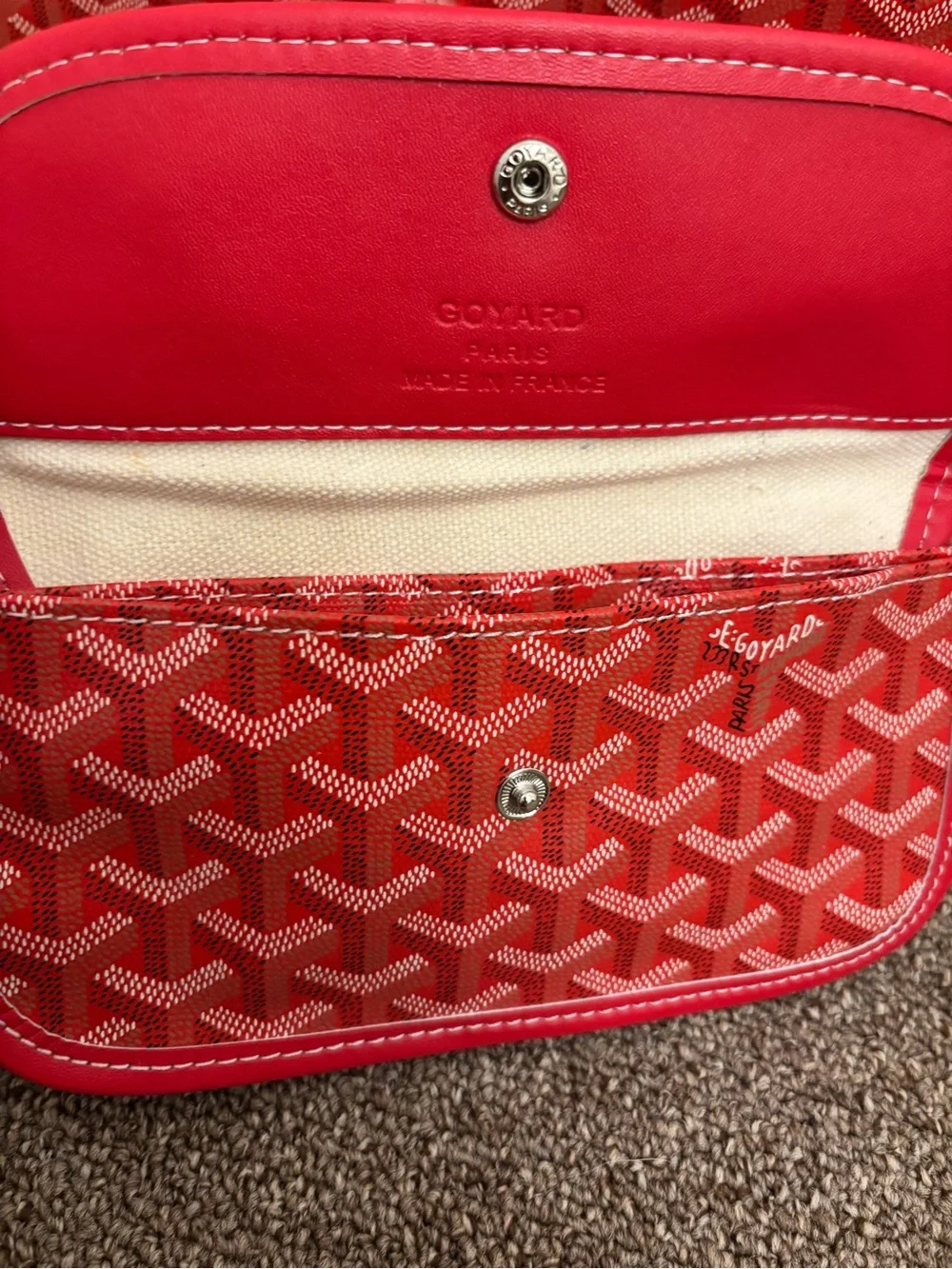 Red Patterned Tote with Matching Pouch - Designer-Inspired
